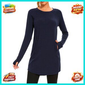Fleece Long Sleeve Dress with Pocket, Thermal Pullover Tunic for Winter Wear